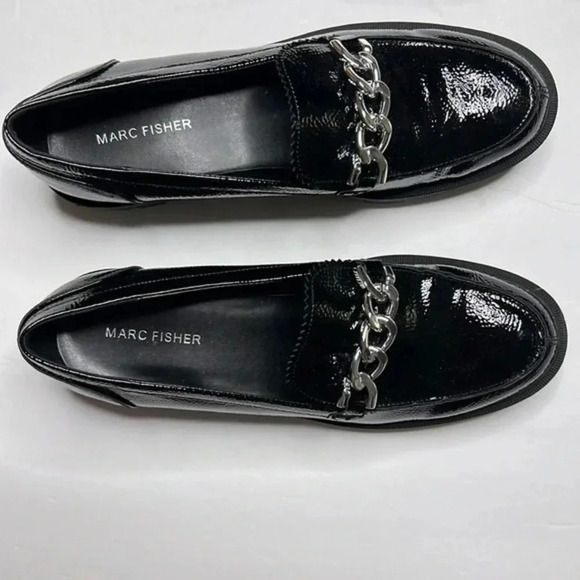 Marc Fisher patent leather size 9.5m Lugsole loafers NWOT - Picture 2 of 8